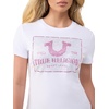 True Religion Women’s Crystal Trt Classic Crew Neck – Soft Cotton Blend, Comfortable Fit, Flattering Style(Optic White)
