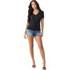 True Religion Women’s Heritage Classic V Neck Tee – Soft Cotton Blend T Shirt, Stretch Fabric, Flattering Fit(Jet Black)