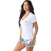 True Religion Women’s Heritage Classic V Neck Tee – Soft Cotton Blend T Shirt, Stretch Fabric, Flattering Fit(Optic White)