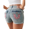 True Religion Women’s Jennie MR Short Flap Shorts – Cotton Blend, Stretch Fabric, Women’s Denim Shorts(Faded Heat)
