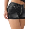 True Religion Women’s Mid Rise Button Up Shorts – Cotton Blend, Comfortable Fit, Flattering Style(Thunder Bloom)