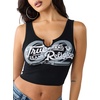 True Religion Women’s Rib Notch Tank – Soft Stretch Fabric Tank Top, Ribbed Texture, Flattering Fit(Jet Black)