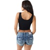 True Religion Women’s Rib Notch Tank – Soft Stretch Fabric Tank Top, Ribbed Texture, Flattering Fit(Jet Black)