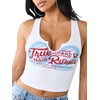 True Religion Women’s Rib Notch Tank – Soft Stretch Fabric Tank Top, Ribbed Texture, Flattering Fit(Optic White)