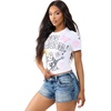 True Religion Women’s Sketched AOP Logo Baby Tee – Soft Cotton Blend, Stretch Fabric, Flattering Fit(Optic White)