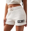 True Religion Women’s Sporty Foldover Patch Shorts – Cotton Blend, Comfortable Fit, Soft Feel(Heather Oatmeal)