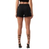 True Religion Women’s Sporty Foldover Patch Shorts – Cotton Blend, Comfortable Fit, Soft Feel(Jet Black)