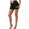 True Religion Women’s Sporty Foldover Patch Shorts – Cotton Blend, Comfortable Fit, Soft Feel(Jet Black)