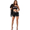 True Religion Women’s Sporty Foldover Patch Shorts – Cotton Blend, Comfortable Fit, Soft Feel(Jet Black)