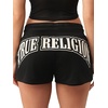 True Religion Women’s Sporty Mesh Shorts – Polyester Blend, Comfortable Fit, Soft Feel(Jet Black)