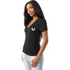 True Religion Women’s Super T Buddha Classic V Neck Tee – Soft Cotton Blend T Shirt, Comfortable Fit, Flattering Style(Jet Black)