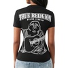 True Religion Women’s Super T Buddha Classic V Neck Tee – Soft Cotton Blend T Shirt, Comfortable Fit, Flattering Style(Jet Black)