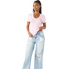 True Religion Women’s Super T Buddha Classic V Neck Tee – Soft Cotton Blend T Shirt, Comfortable Fit, Flattering Style(Orchid Pink)