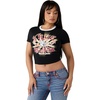 True Religion Women’s Crystal Heritage Baby Tee – Soft Cotton T Shirt, Comfortable Fit, Flattering Style(Jet Black)