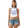 True Religion Women’s Crystal Ringer Racer Tank Top – Cotton Stretch Fabric, Sleeveless Design, Flattering Fit(Optic White)