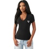 True Religion Women’s Super T Buddha Classic V Neck Tee – Soft Cotton Blend T Shirt, Comfortable Fit, Flattering Style(Jet Black)