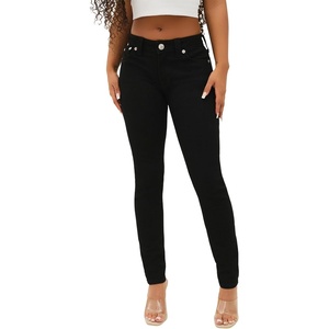 True Religion Women’s Halle Mid Rise Super Skinny Jean | Womens Jeans | Skinny Jeans for Women | Stretch Denim(Black Body Rinse)
