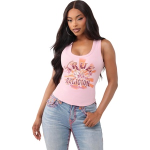 True Religion Women’s OG SRS Halter Tank – Cotton Stretch Fabric, Halter Design, Flattering Fit(Orchid Pink)