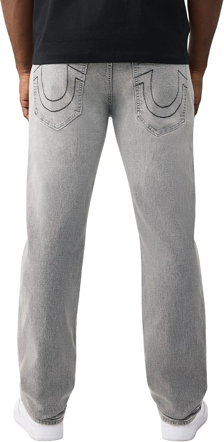 image:imageTrue Religion Mens Ricky Skinny No Flap Straight Jeans Cotton Blend Straight Fit Signature StitchingGrey Wolf Wash