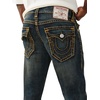 True Religion Men’s Ricky Super T Flap Straight Jeans – Cotton Blend, Straight Fit, Flap Pocket Detail(Decadense Dark Wash)