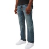 True Religion Men’s Ricky Super T Flap Straight Jeans – Cotton Blend, Straight Fit, Flap Pocket Detail(Sideline Raw Dark Wash)
