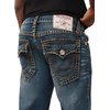 True Religion Men’s Ricky Super T Flap Straight Jeans – Cotton Blend, Straight Fit, Flap Pocket Detail(Sideline Raw Dark Wash)
