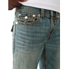 True Religion Men’s Ricky Super T Flap Straight Jeans – Cotton Blend, Straight Fit, Flap Pocket Detail(Steel Drift Medium Wash)