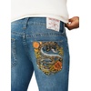 True Religion Men’s Ricky Super T Stitch Straight Jean – Clean Denim Wash, Oversized Hardware, Horseshoe Detailing