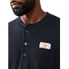 True Religion Men’s Short Sleeve Buddha Knit Henley – 100% Cotton, Lightweight Feel, Comfortable Fit(Jet Black)