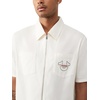 True Religion Men’s Short Sleeve Full Zip Buddha Shirt – 100% Cotton, Short Sleeve, Full Zip Design(Winter White)