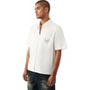 True Religion Men’s Short Sleeve Full Zip Buddha Shirt – 100% Cotton, Short Sleeve, Full Zip Design(Winter White)