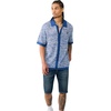 True Religion Men’s Short Sleeve Marled Crochet Knit Shirt – 100% Cotton, Lightweight Feel, Comfortable Fit(Pacific)