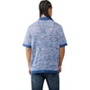 True Religion Men’s Short Sleeve Marled Crochet Knit Shirt – 100% Cotton, Lightweight Feel, Comfortable Fit(Pacific)