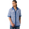 True Religion Men’s Short Sleeve Marled Crochet Knit Shirt – 100% Cotton, Lightweight Feel, Comfortable Fit(Pacific)