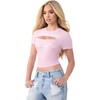 True Religion Women’s Buddha Ruch Top Shirt – 96% Cotton 4% Elastane, Soft Stretch Knit, Premium Comfort(Orchid Pink)