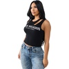 True Religion Women’s Crystal Cut Out Rib Top – Rib Knit, Soft Stretch Fabric, Modern Silhouette(Jet Black)