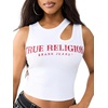 True Religion Women’s Crystal Cut Out Rib Top – Rib Knit, Soft Stretch Fabric, Modern Silhouette(Optic White)