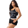 True Religion Women’s Crystal HS Double Strap Sleevless Tee – Cotton Stretch Fabric T Shirt, Sleeveless Design, Soft Feel(Jet Black)