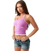 True Religion Women’s Crystal HS Double Strap Sleevless Tee – Cotton Stretch Fabric T Shirt, Sleeveless Design, Soft Feel(Spring Crocus)