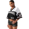 True Religion Women’s Crystal Sporty Jersey Shirt – 95% Polyester 5% Elastane, Soft Stretch Jersey, Premium Comfort(Black / White)