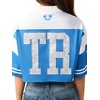 True Religion Women’s Crystal Sporty Jersey Shirt – 95% Polyester 5% Elastane, Soft Stretch Jersey, Premium Comfort(Blue / White)