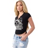 True Religion Women’s Raglan Cap Sleeve Side Ruch Shirt – Cotton Stretch Fabric, Soft Texture, Modern Fit(Jet Black)