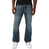 True Religion Men’s Ricky Super T Flap Straight Jeans – Cotton Blend, Straight Fit, Flap Pocket Detail(Sideline Raw Dark Wash)