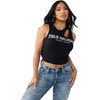 True Religion Women’s Crystal Cut Out Rib Top – Rib Knit, Soft Stretch Fabric, Modern Silhouette(Jet Black)