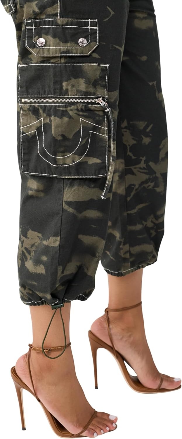 image:imageTrue Religion Womens Y2K Cargo Mid Rise Capri Pants 100 Cotton Mid Rise Fit Capri LengthCamo Wash