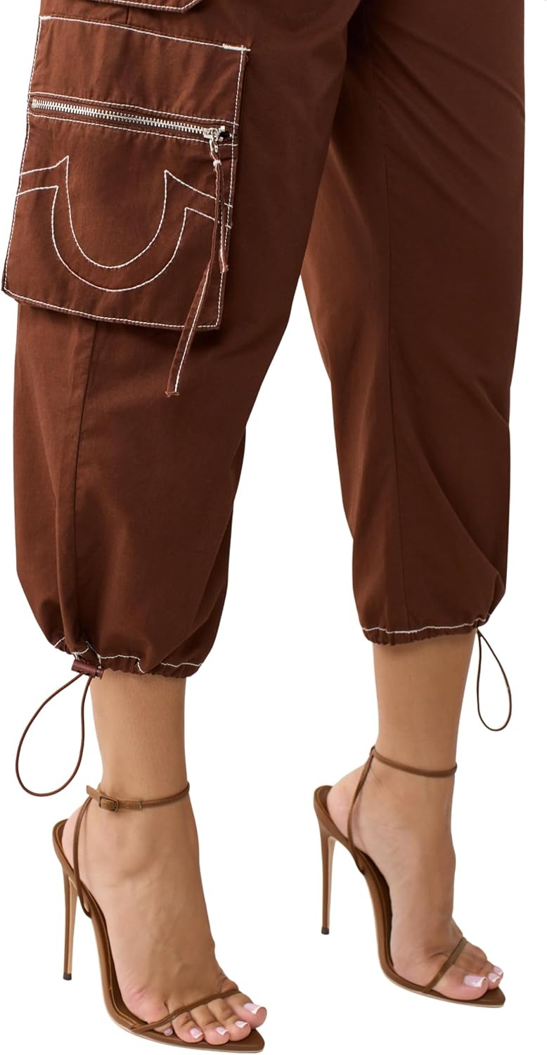 image:imageTrue Religion Womens Y2K Cargo Mid Rise Capri Pants 100 Cotton Mid Rise Fit Capri LengthChocolate Fondant