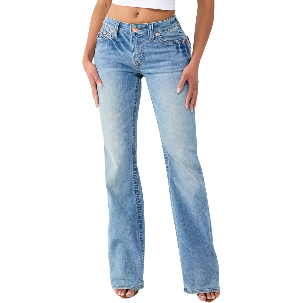 image:imageTrue Religion Womens Becca Mr Bootcut Jeans Mid Rise Bootcut Fit Stretch Denim Premium Fabric BlendBaja Horizon