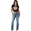 True Religion Women’s Becca MR Bootcut Sup T Flap Jeans – Bootcut Silhouette, Premium Stretch Denim, Trendy Fit(Laguna Tide)