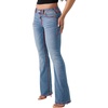 True Religion Women’s Becca MR Bootcut Sup T Flap Jeans – Bootcut Silhouette, Premium Stretch Denim, Trendy Fit(Laguna Tide)