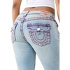 True Religion Women’s Becca Mid Rise Bootcut Big T Flap Jeans – Cotton Blend, Bootcut Fit, Flap Pocket Detail(Sierra Haze)